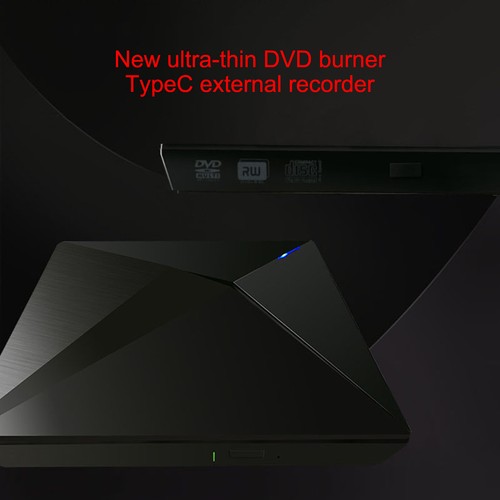 External Dvd Cd Rw Drive Brûleur Type-C Usb Très Mince Pour Laptop Pc Noir - Afbeelding 5 van 12