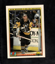 1990 Rob Brown Bowman Hockey Hat Trick Insert Glossy Pittsburgh Penguins