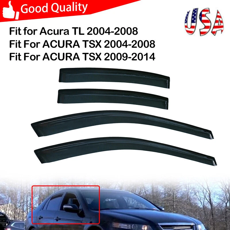 Smoke Window Visors Rain Guard Vent Wind Deflector Shield Fit for Acura TL TSX Foto 3 de 4