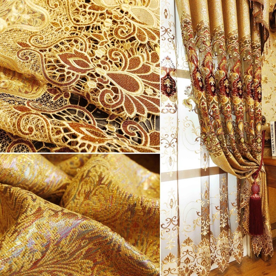 Gold Luxury Curtains for Living Room Window Curtain Bedroom Window ...