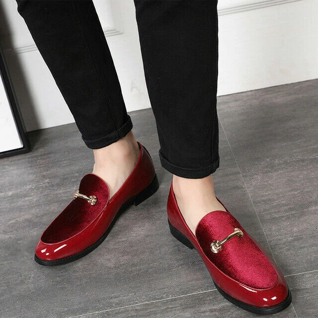 Men Loafers Oxford Shoes Formal Dress Groom Wedding Velvet Slip On Shoes