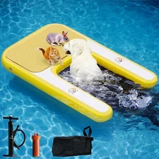 Inflatable Dog Boat Ramp 47"x32", Non-Slip Floating Ladder for Pool Lake Dock
