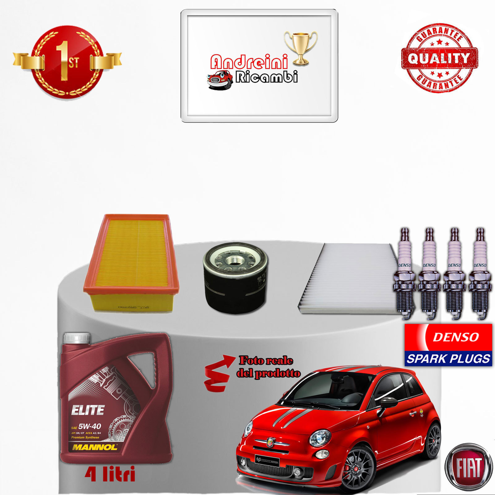 Kit Tagliando Fiat Grande Punto Evo 1.4 GPL Filtri Olio 5W40 Gas Candele Bosch - Foto 3