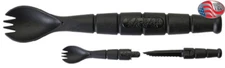 KA-BAR Tactical Spork With Fixed Blade Serrated Knife-Black Grilamid-9909