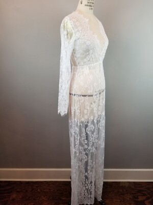 Romantic White Eyelash Lace Long Maxi Sheer Dress Boudoir or Maternity NEW | eBay Romantic White Eyelash Lace Long Maxi Sheer Dress Boudoir or Maternity NEW | eBay