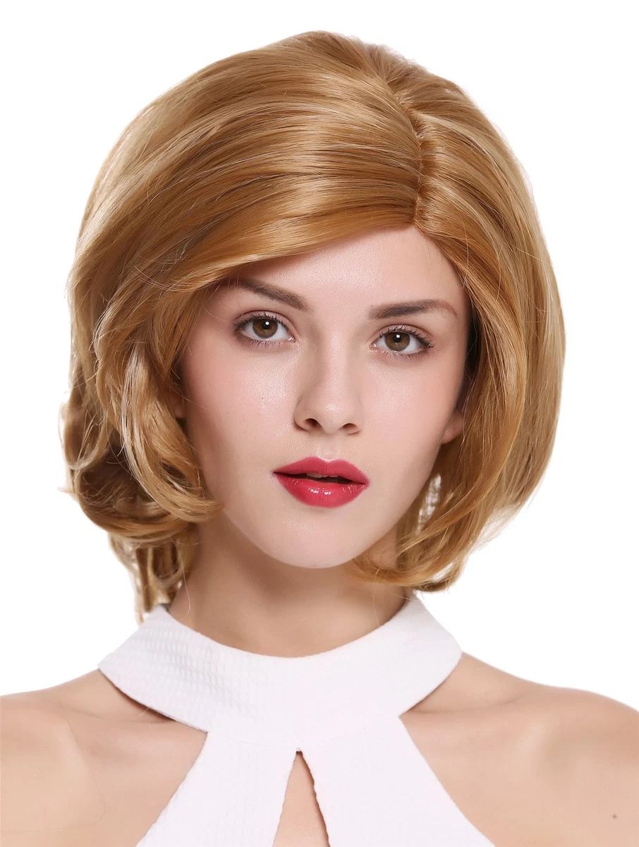 Perruque pour Femme Teil Monofilament Raie Court Ondul s Blond Mix