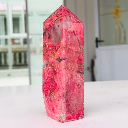 150g Natural Sakura Flower Rain Rhodonite Quartz Crystal Obelisk Healing G495 - Picture 12 of 15