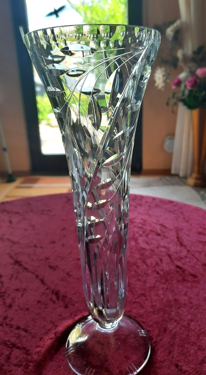 花瓶　ドイツ　hamburg　Echt Bleikristall Kristall Vase **Echt Bleikristall Handgeschliffen**H.27 cm/Öffn.9