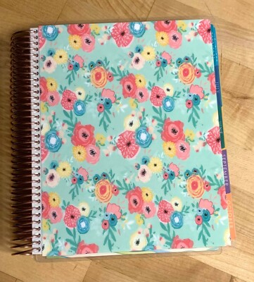 Spring Teal Gold Flower Front/Back Cover Set for use w/ Erin Condren Planner