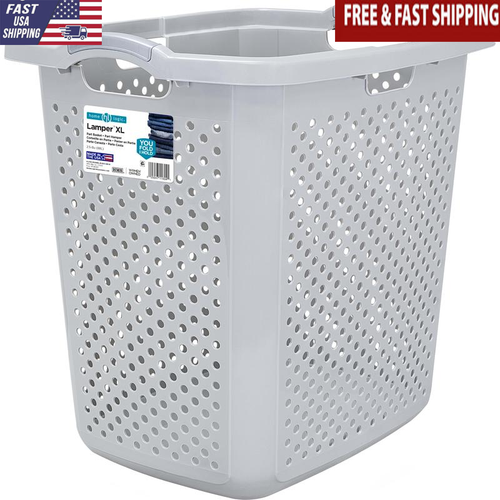 XL Plastic Laundry Basket Hamper 2.5 Bushel Durable Multi-Purpose Organizer New