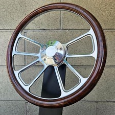 14 Billet Steering Wheel W Hydro Dipped Burlwood Half Wrap And Plain Horn