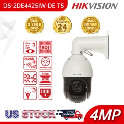 HIKVISION DS-2DE4425IW-DE(T5) 25x Zoom 4MP PTZ Security Camera 100m IR Outdoor
