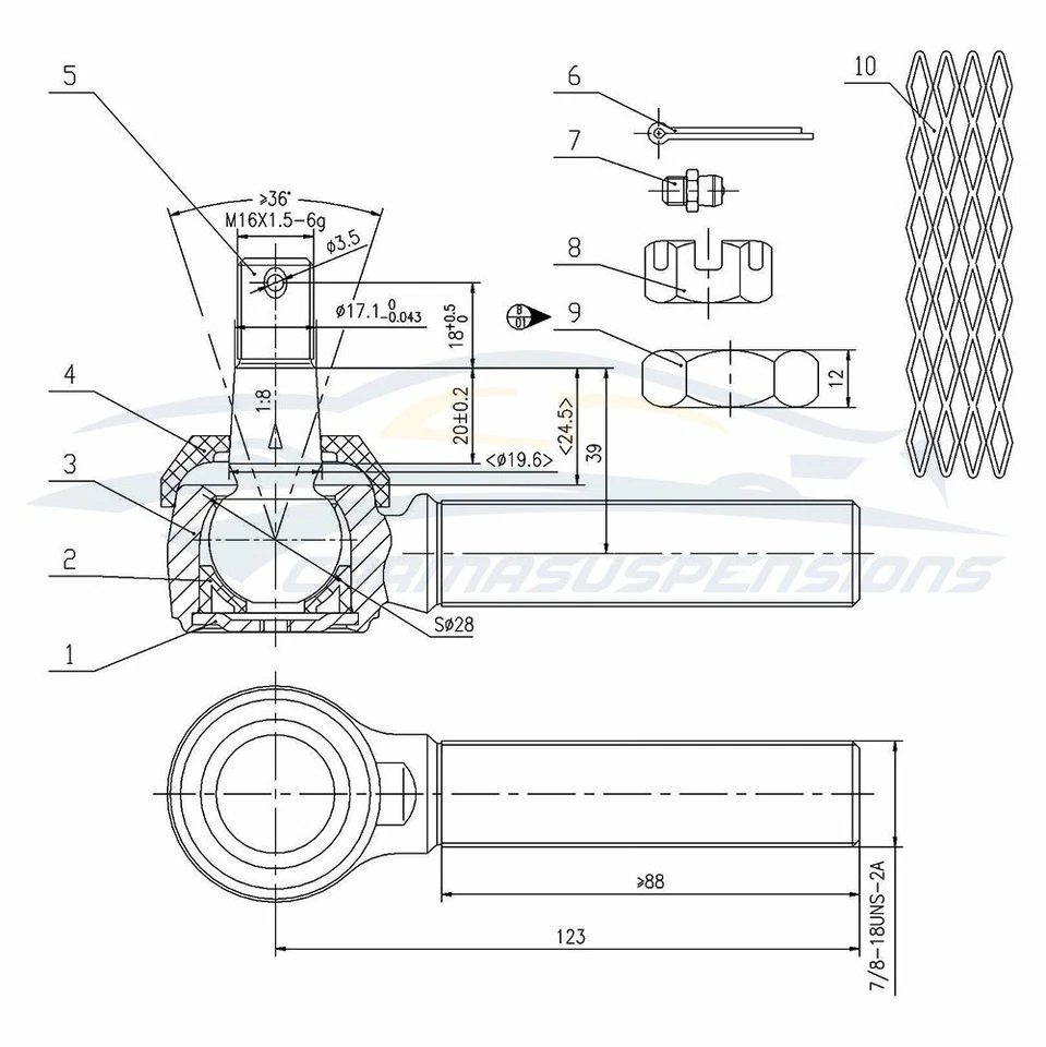 Se adapta a Chevrolet K10 1975-1986 marca 8x rótula superior inferior extremo de varilla de amarre Foto 4 de 4