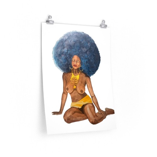 THE SHINING Nude Afro Aquarell Poster - 70er Playboy Oben Ohne Pinup Girl Poster - Bild 3 von 4
