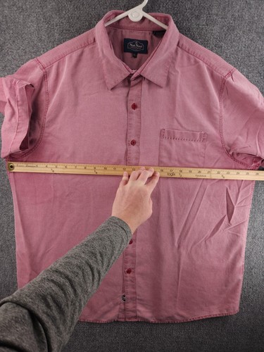 Camisa abotonada manga corta Nat Nast para hombre XL mezcla de algodón seda bolsillo rojo adulto - Imagen 12 de 17