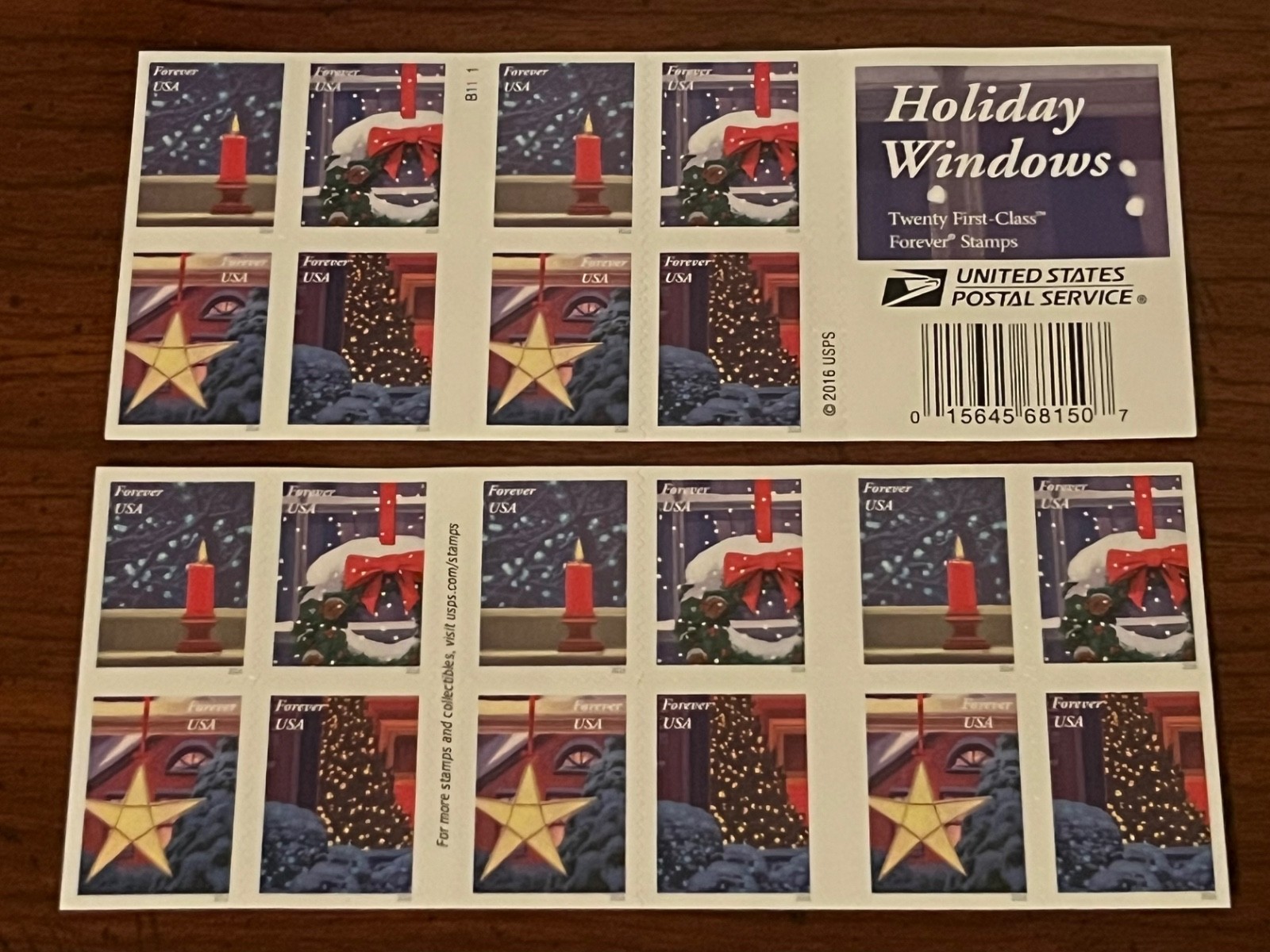 20 USPS HOLIDAY WINDOWS Stamps USA Forever NEVER USED Christmas Holiday Genuine