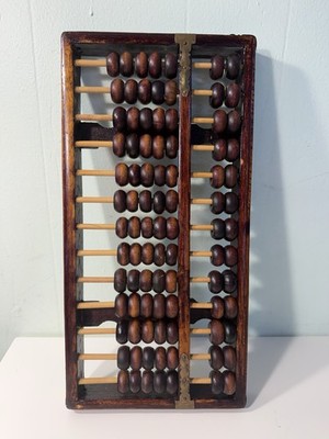 Vintage 13-Row 91-Bead Wooden Chinese Abacus 14.5x7.2x1.2  