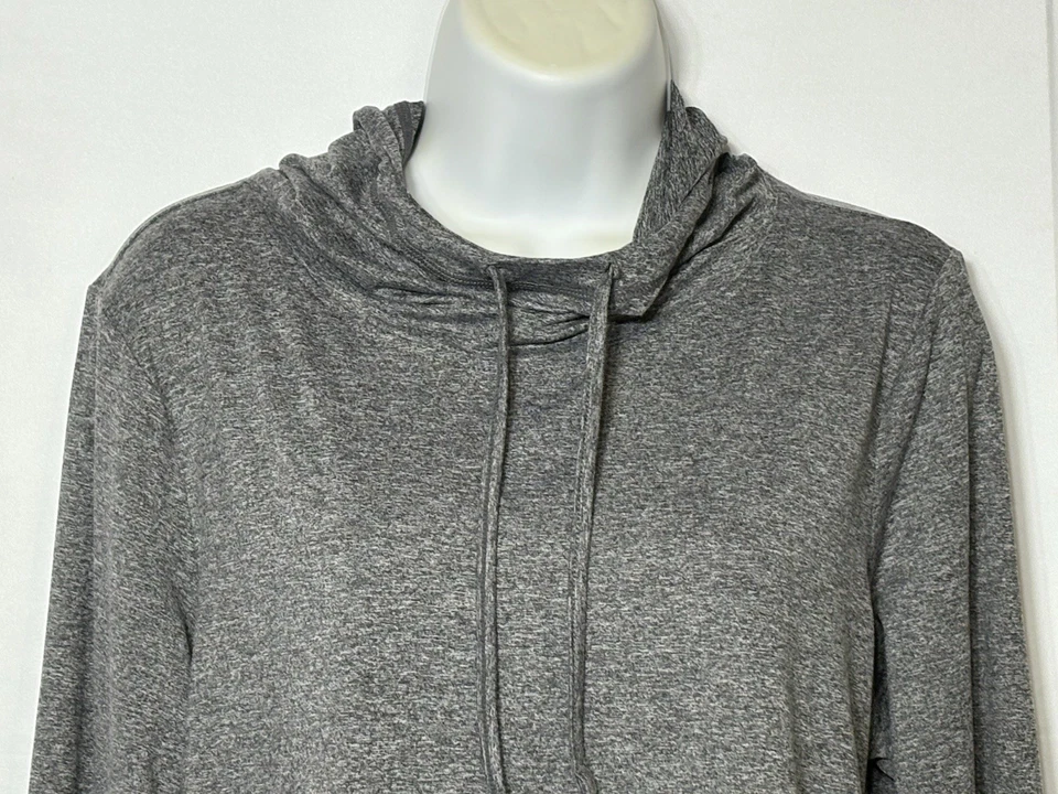 Reebok Hoodie Thin Women's Sweatshirt Thumb Holes Gray Pullover Top Size Large - Image 2 of 4