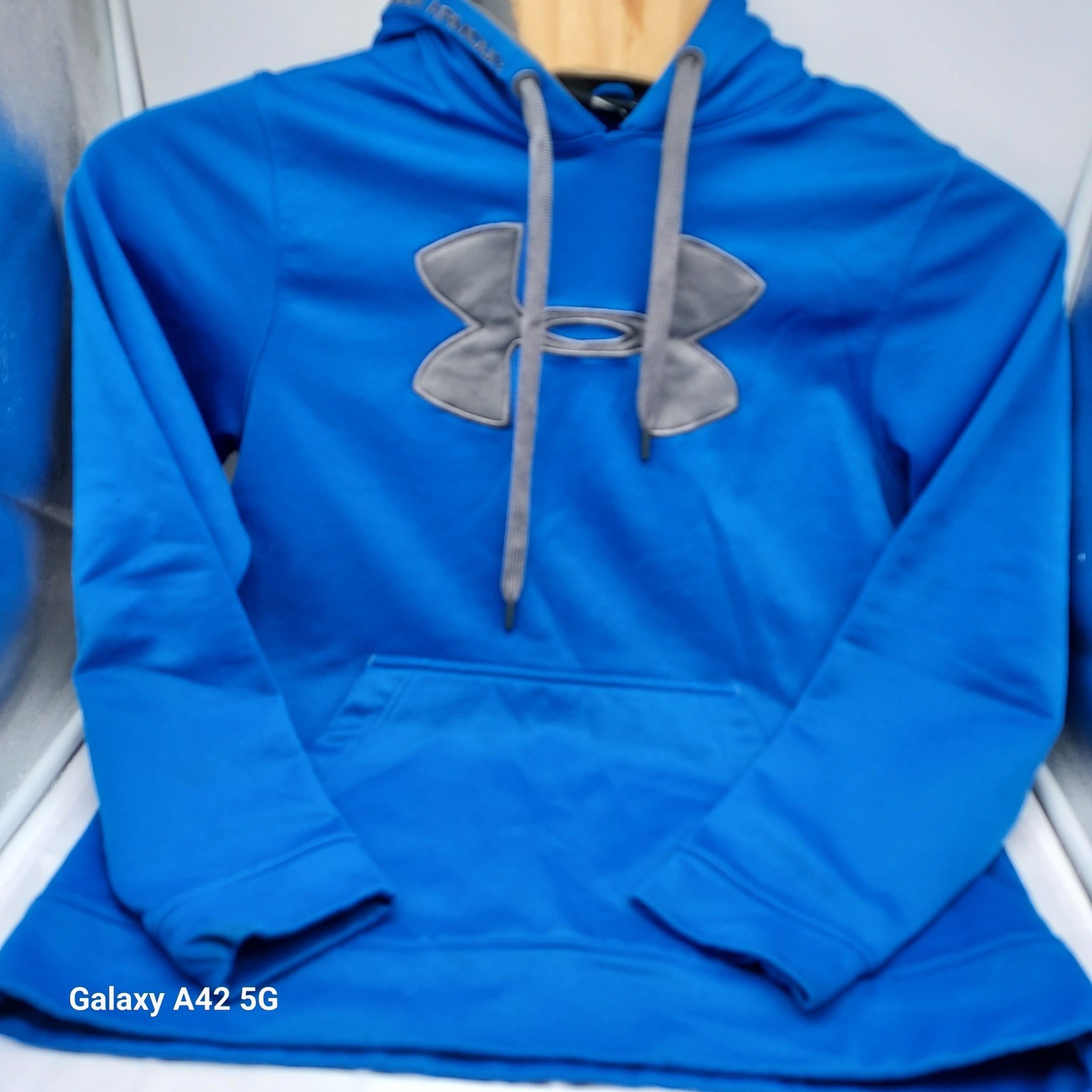Under Armour Youth Hoodie Pullover Blue Gray Logo Loose Fit MED thumbnail 9