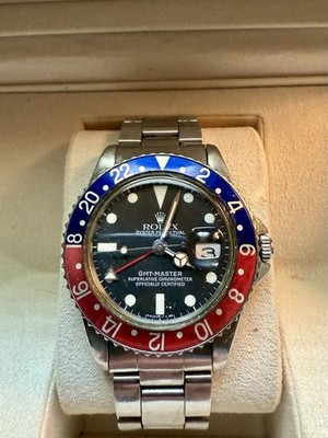 Rolex Men's Watch 1675 GMT Master Automatic Vintage 1962 Black Dial Pepsi  Bezel