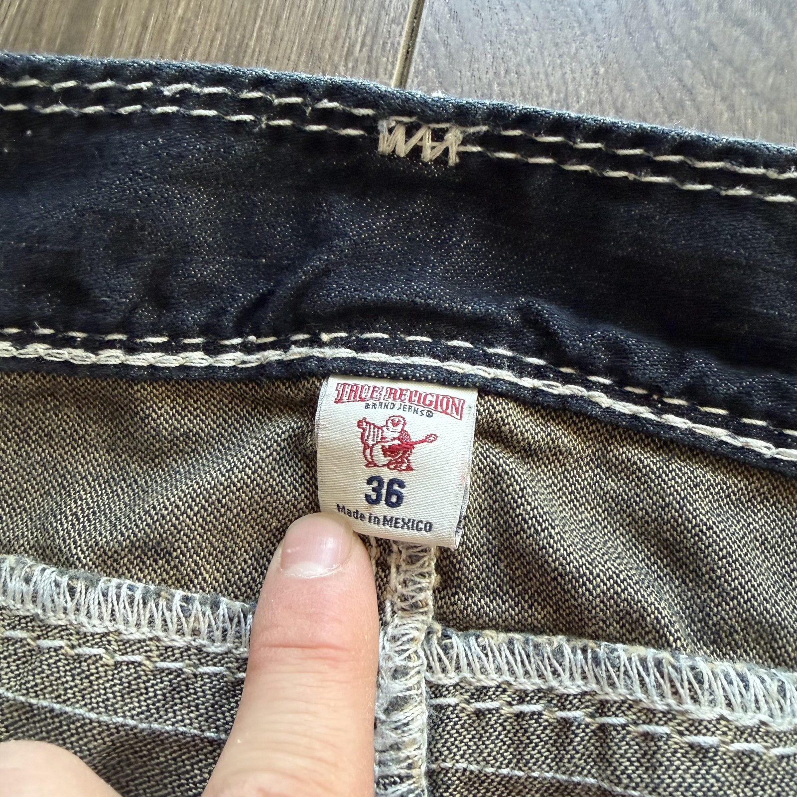 Y2K True Religion Jeans Mens 36x33 Blue Section Straight Flap Pocket Denim thumbnail 5