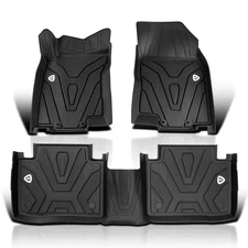Fits 2014-2020 Rogue All Weather Tpe 3Pc Black Floor Mats Front+Rear