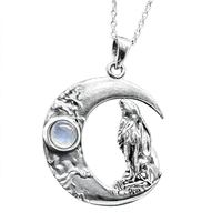 Mondblickender Hase AnhäNger Mondstein 925 Sterlingsilber 18 Zoll Kette Schmu...
