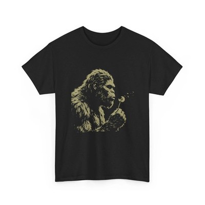 Bigfoot Blowing Dandelion Vintage Art Funny T-Shirt Mens Cotton Graphic Tee