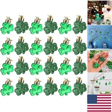 Festive 24-Pack Shamrock Ornaments - Glossy Green Clover Decor for Celebrations
