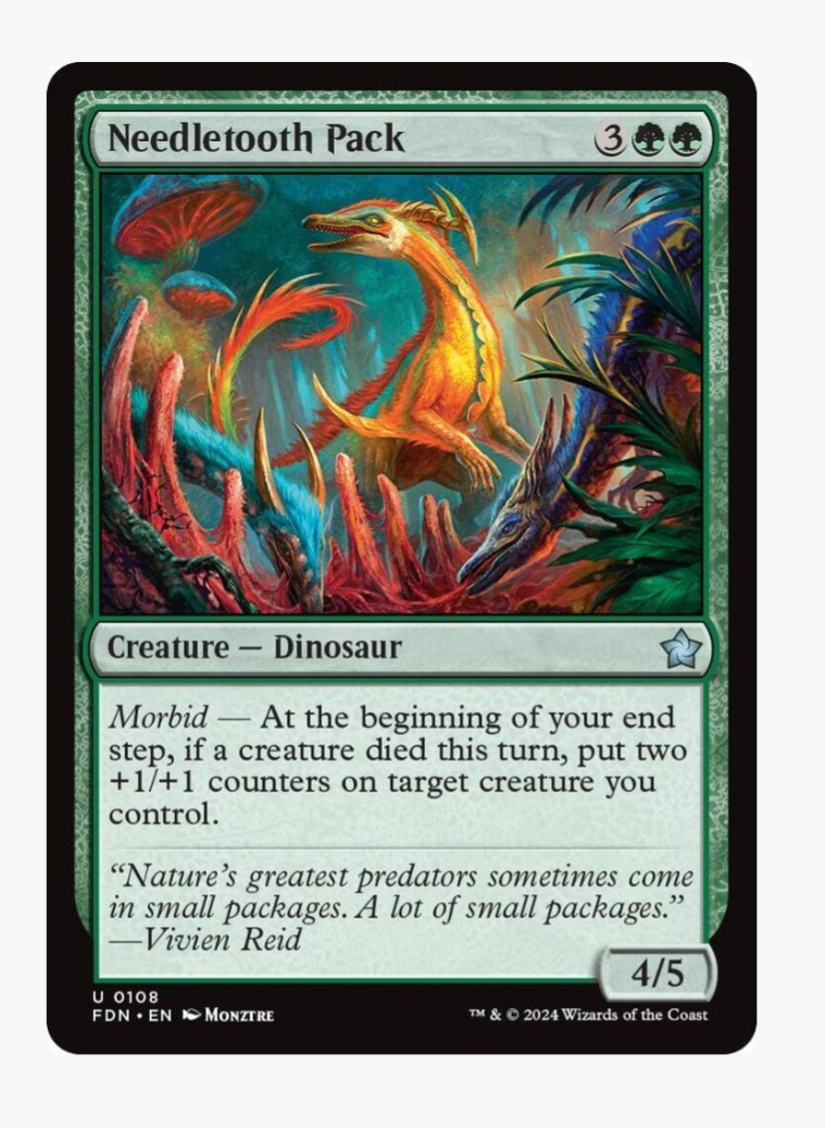 Needletooth Pack | MTG FDN Foundations | Green Dinosaur Morbid Counters | NM