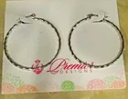 Vintage  Premier Designs Silvertone Metal Hoop Earrings Costume Jewelry