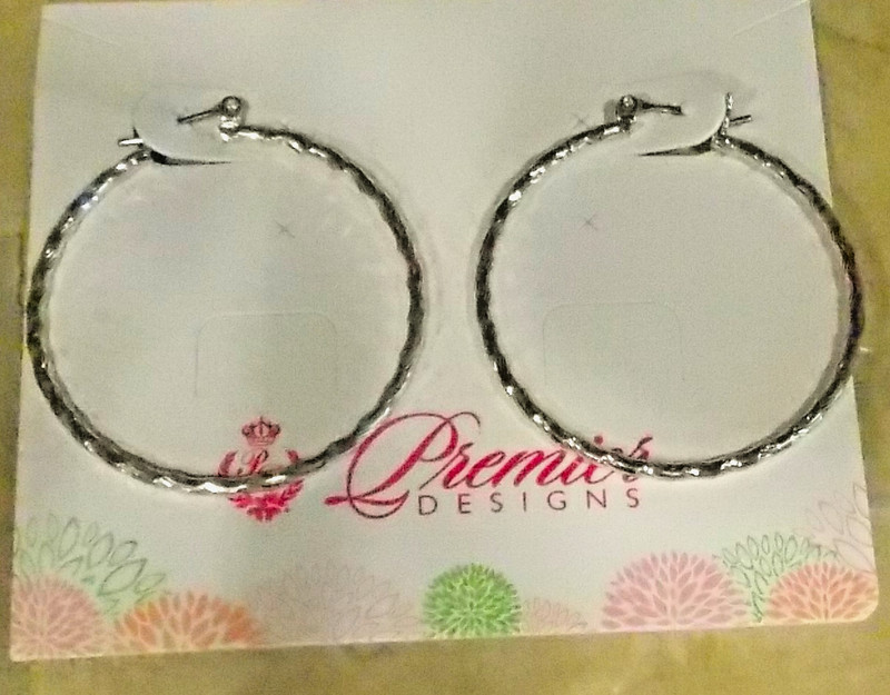 Vintage  Premier Designs Silvertone Metal Hoop Earrings Costume Jewelry