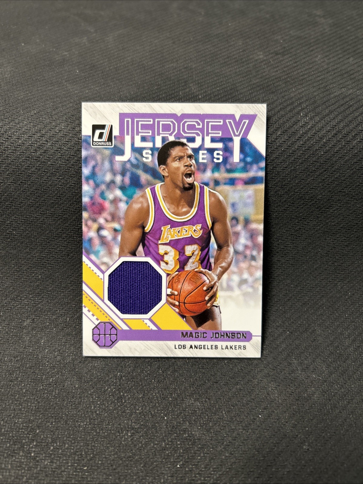 2020-21 Donruss Magic Johnson Jersey Series #JS-MJN Game Worn/Used Relic view 2