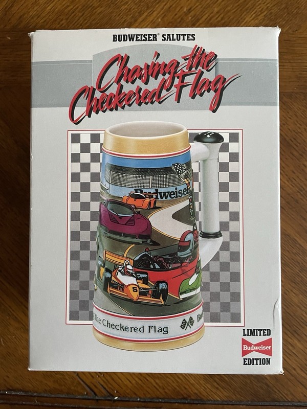 Budweiser Salutes Chasing The Checkered Flag Limited Edition 1990 Stein