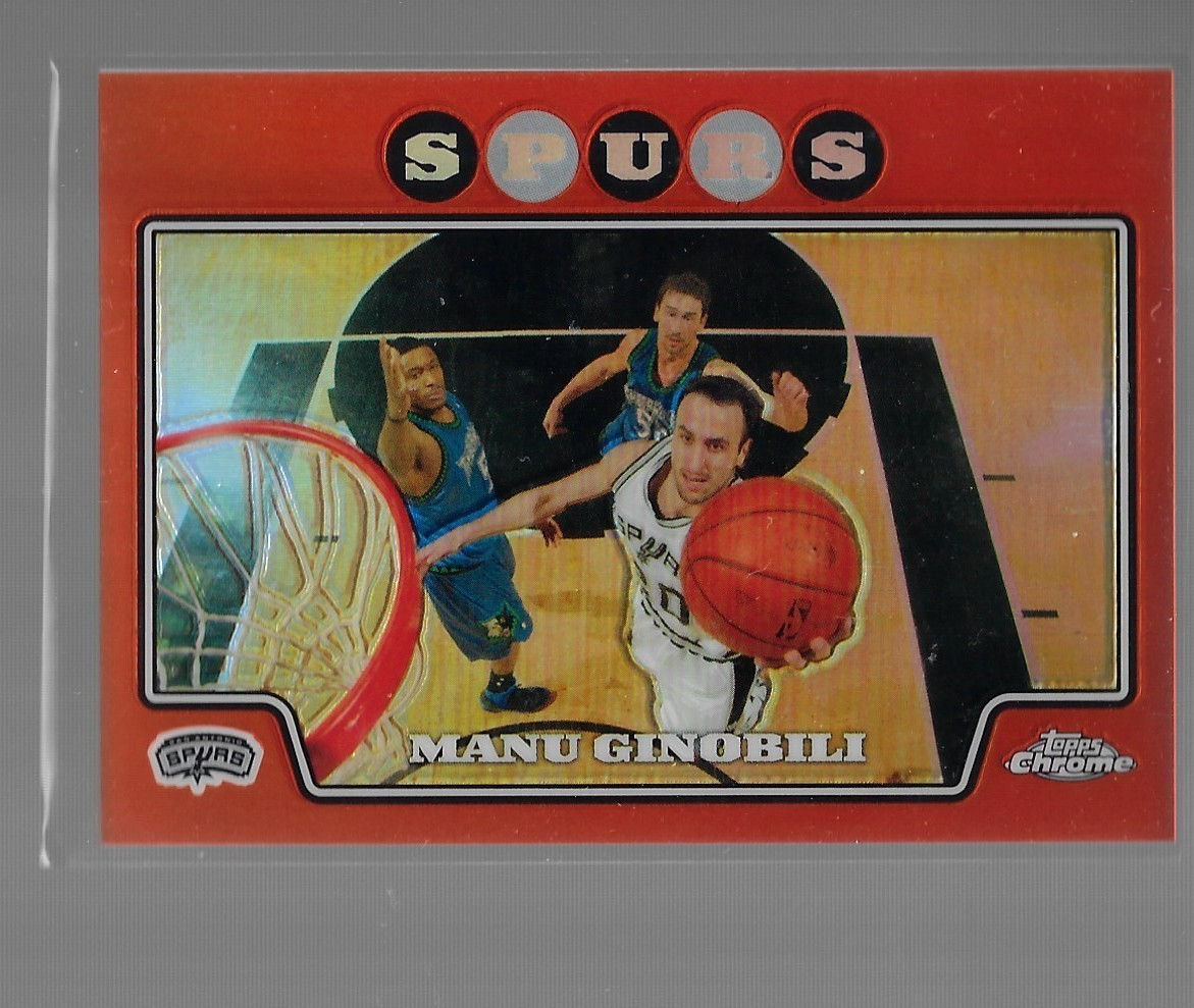Manu Ginobili - 2008-09 Topps Chrome Basketball Orange Ref Card - #63 PR 252/499