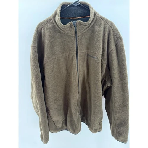 Timberland Fleece Jacket Mens 3XL Brown Excellent Full Zip Outdoor Logo - product listing photo