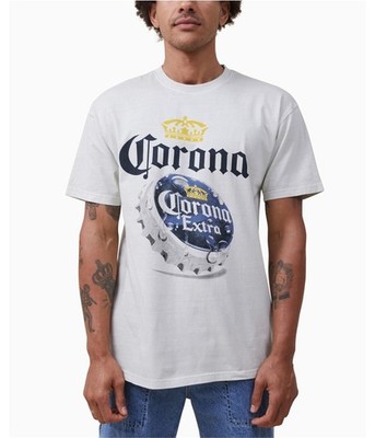 Cotton On Mens Corona Graphic T-Shirt, Off White, Small