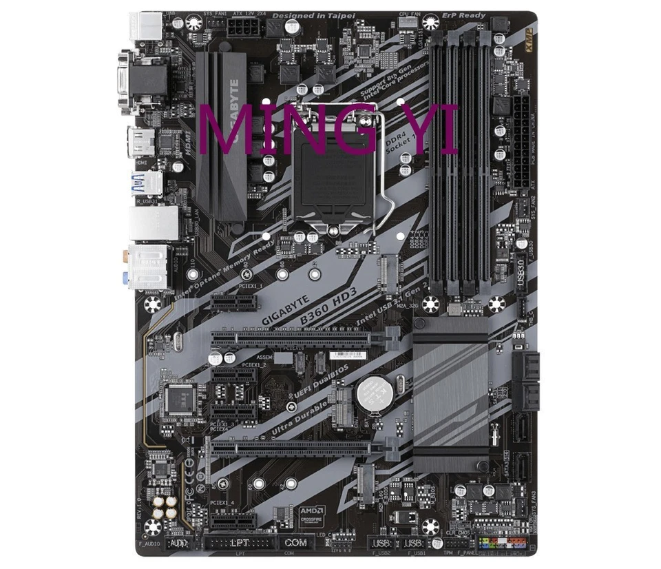 Gigabyte B360 HD3 motherboard Intel B360 Express LGA1151 ATX PCIe Gen3 x4 M.2 - Image 2 of 4
