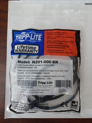 Tripp Lite N201-006-BK Cat6 Gigabit Snagless Molded Patch Cable (RJ45 M/M) 6ft