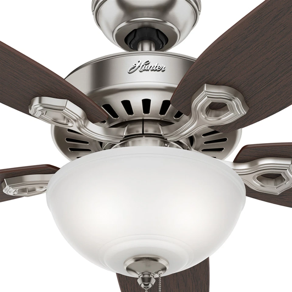 Ventilador de teto interno Hunter 52 polegadas níquel escovado com kit de luz e 5 lâminas - Imagem 3 de 4