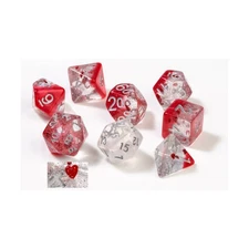 Sirius Dice Poly Set - Hearts w/Silver (7) New