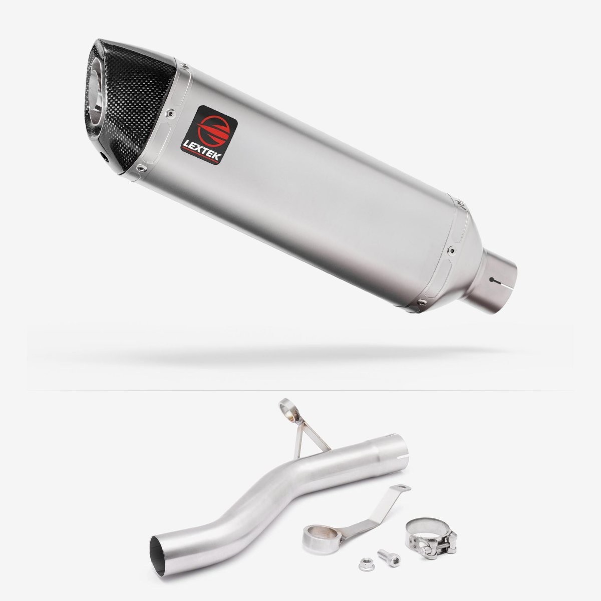 Lextek Stainless Steel VP1 Matt 300mm Exhaust with Link Pipe Clamp-on Silencer