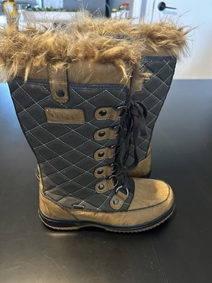 Superfit Destiny Women's Waterproof Boots Size 8 Brown Quilted Shaft Fox Fur