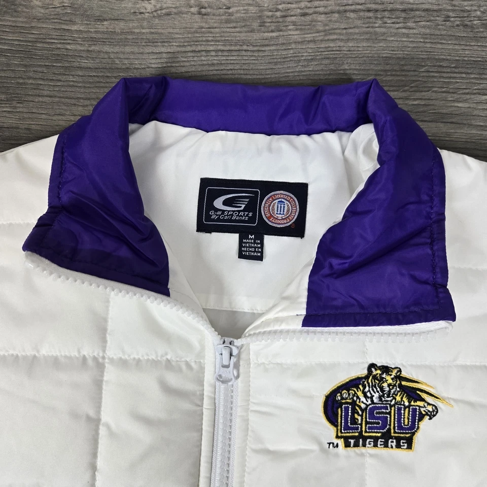 Chaqueta LSU Tigers Mujer Mediana M Blanca Tiene Etiquetas Defectos G III Deportes Carl Banks Foto 3 de 4