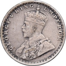[#1512696] British India, George V, 2 Annas, 1914, Silver, AU(50-53), KM:515
