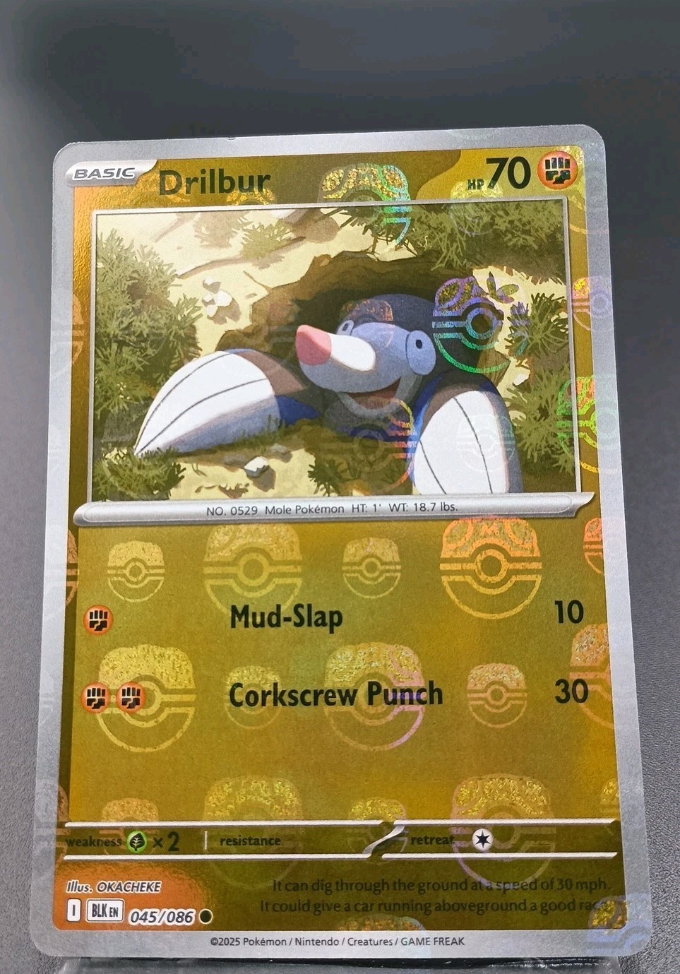 Pokemon TCG - Drilbur - 045/086 (Masterball Holo) - SV: Black Bolt LP