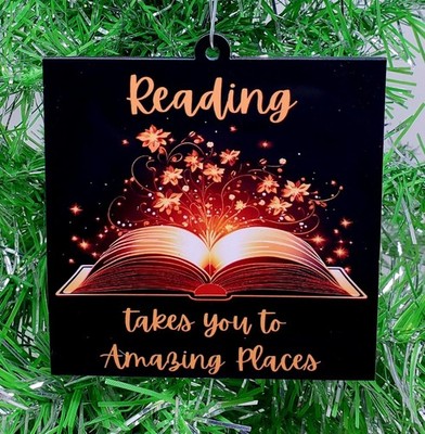 Book Literature READING Takes Your to Amazing Places Book Christmas Ornament