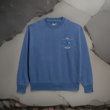 Superdry Luxe Metallic Loose Sweatshirt Sargasso Sea Blue - Size L New with Tags