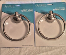 Set of 2 Classic Decor Brushed Nickel Towel Rings New 675-0127 Bathroom Hardware