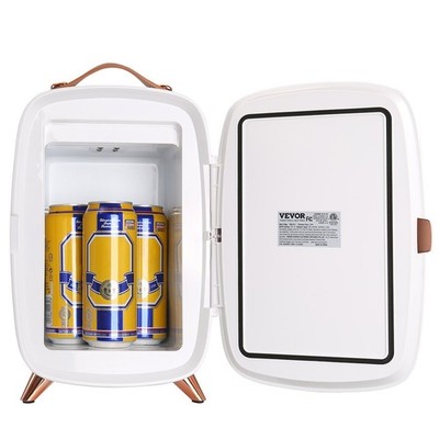 Compact 6L Beauty Fridge w/ Mirror, 3-Brightness LED & Dual Power
